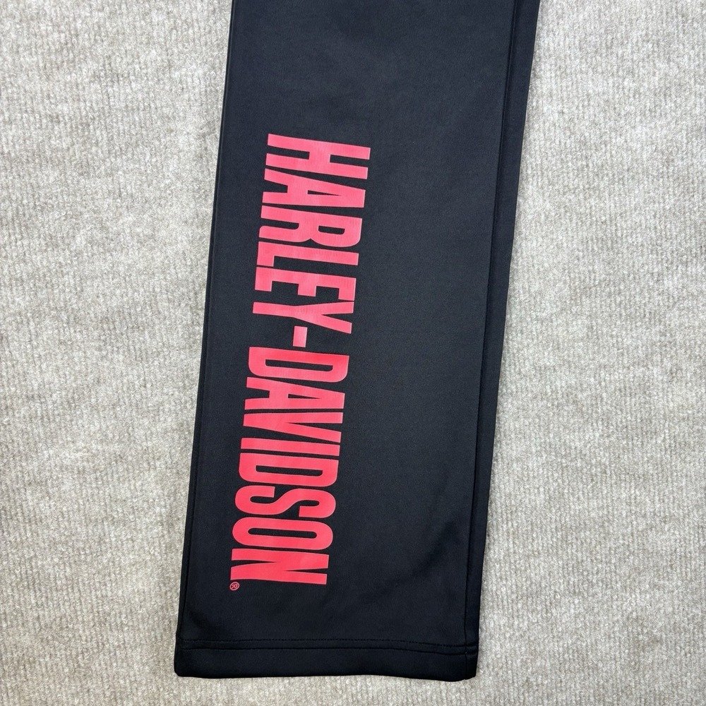Harley-Davidson Womens Yoga Pants Black Bootcut Red Logo Stretch Size S - Picture 2 of 9